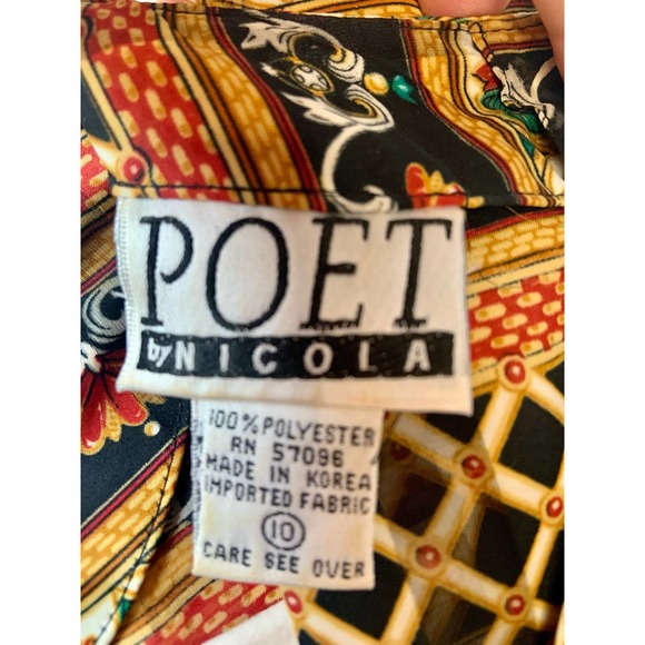 POET by Nicola Vintage Patterned Blouse Top Size 10 - Picture 3 of 8